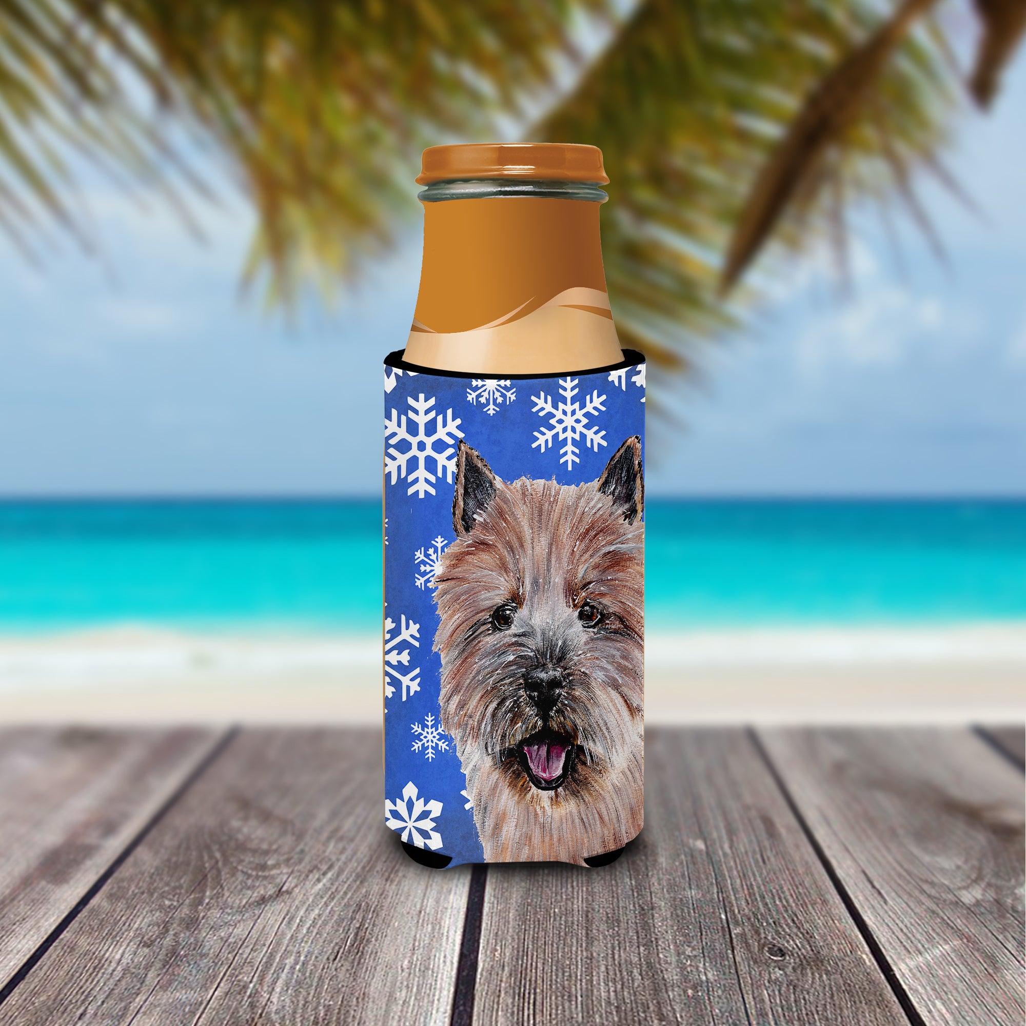Norwich Terrier Winter Snowflakes Ultra Beverage Insulators for slim cans SC9782MUK.