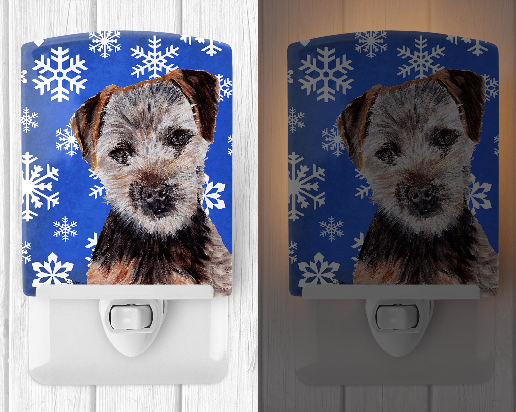 Norfolk Terrier Puppy Winter Snowflakes Ceramic Night Light SC9783CNL - the-store.com