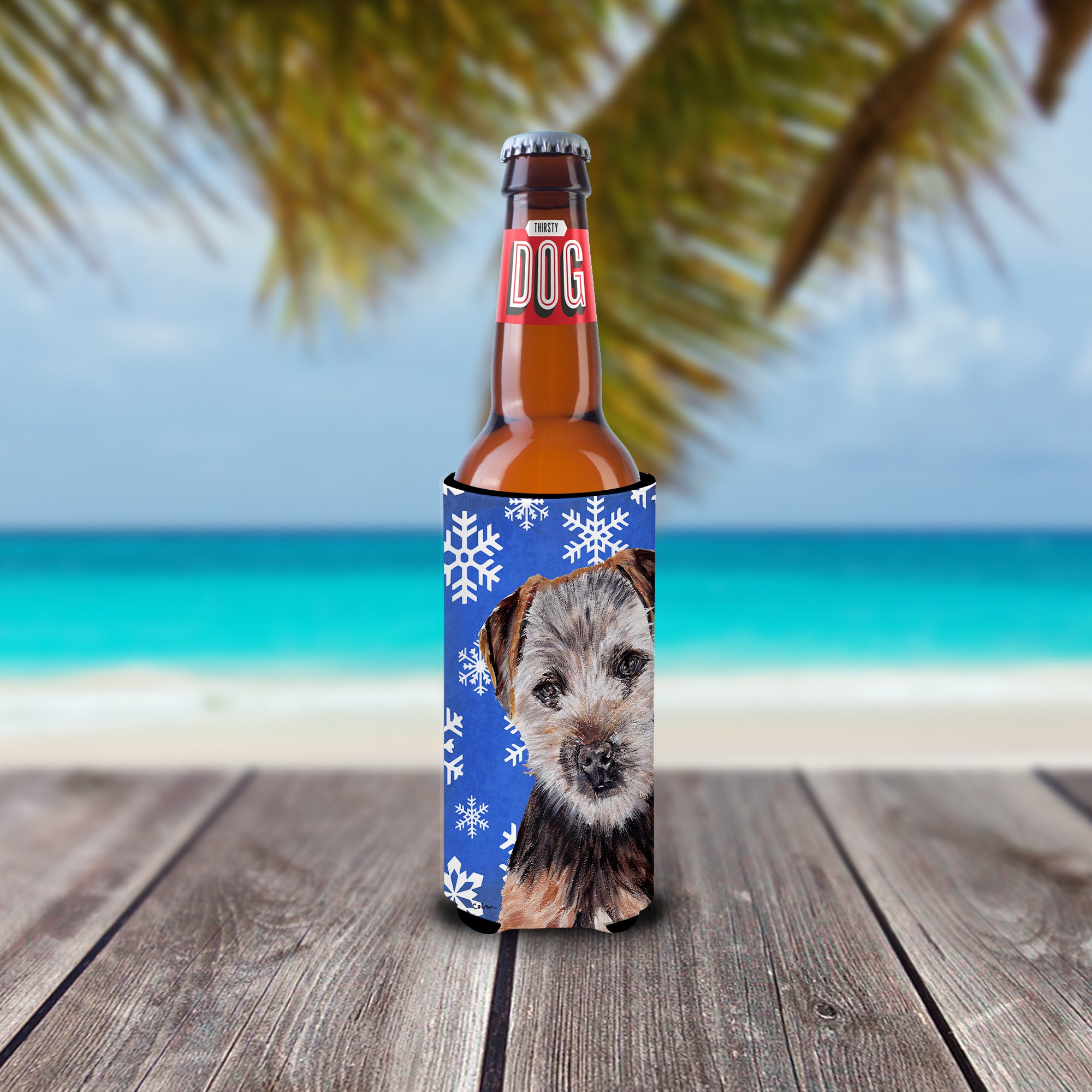 Norfolk Terrier Puppy Winter Snowflakes Ultra Beverage Insulators for slim cans SC9783MUK