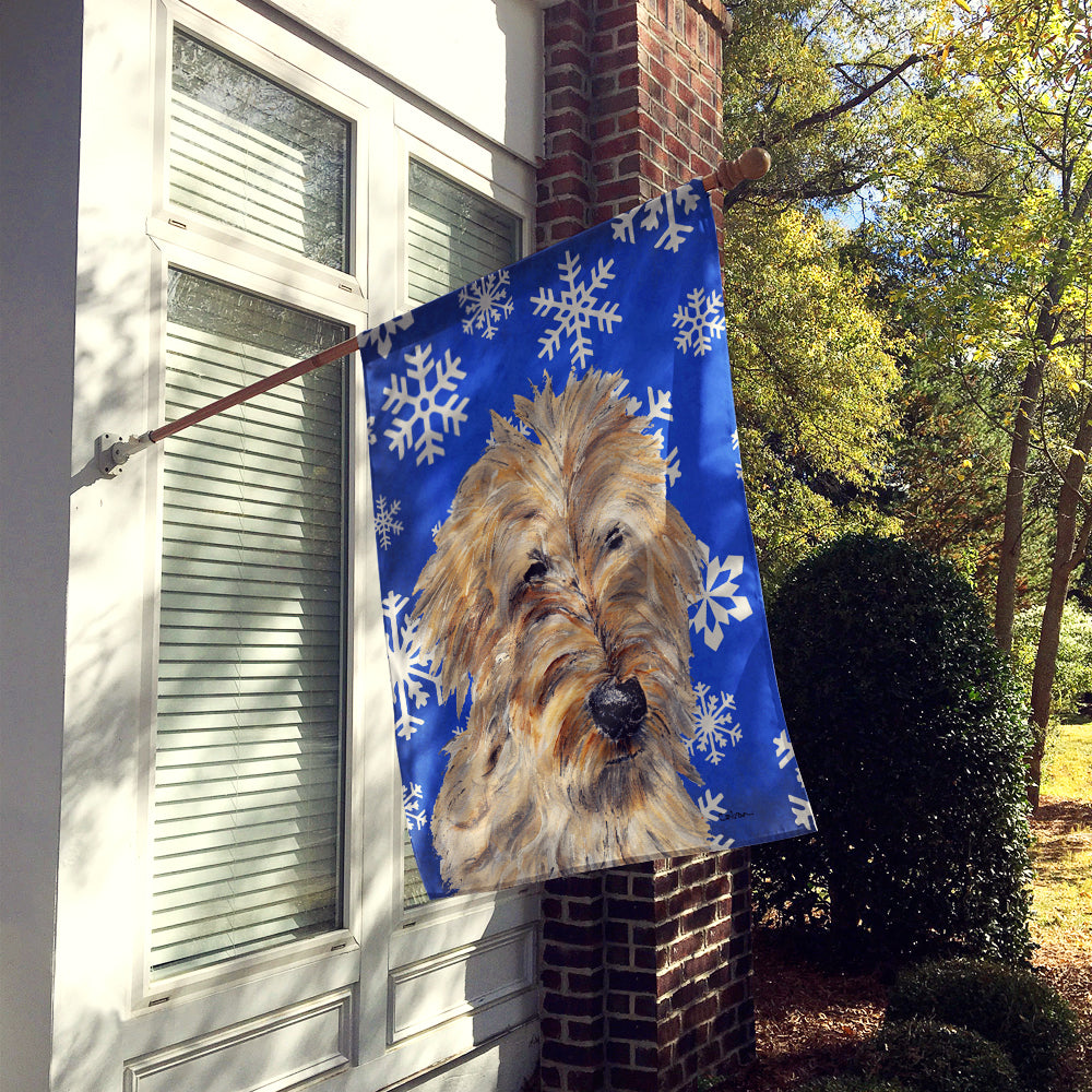 Golden Doodle 2 Winter Snowflakes Flag Canvas House Size SC9787CHF