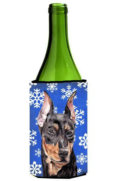 German Pinscher Winter Snowflakes Wine Bottle Beverage Insulator Hugger SC9788LITERK by Caroline's Treasures
