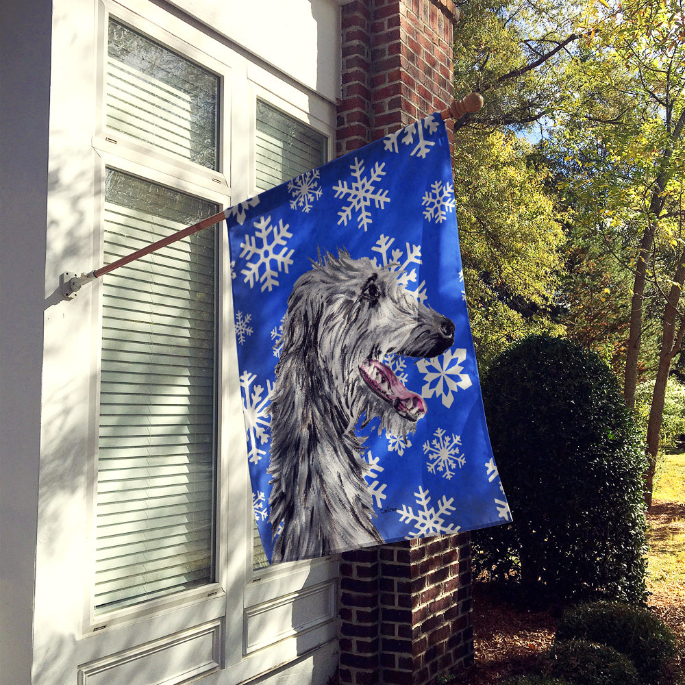 Scottish Deerhound Winter Snowflakes Flag Canvas House Size SC9789CHF