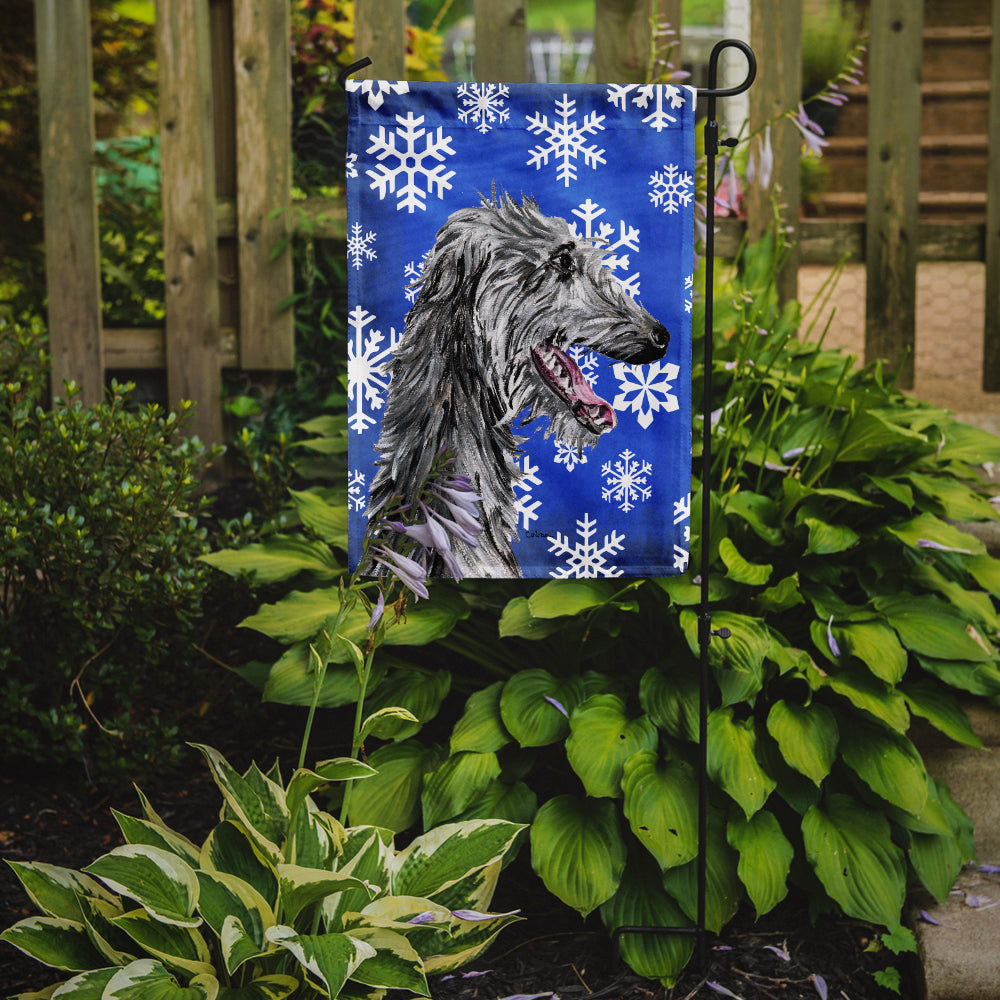 Scottish Deerhound Winter Snowflakes Flag Garden Size SC9789GF