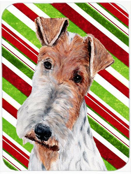Wire Fox Terrier Candy Cane Christmas Glass Cutting Board Large Size SC9796LCB by Caroline's Treasures