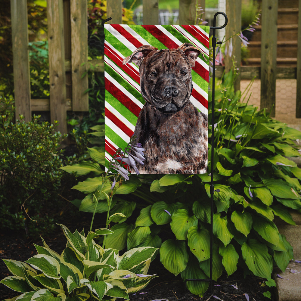 Staffordshire Bull Terrier Staffie Candy Cane Christmas Flag Garden Size