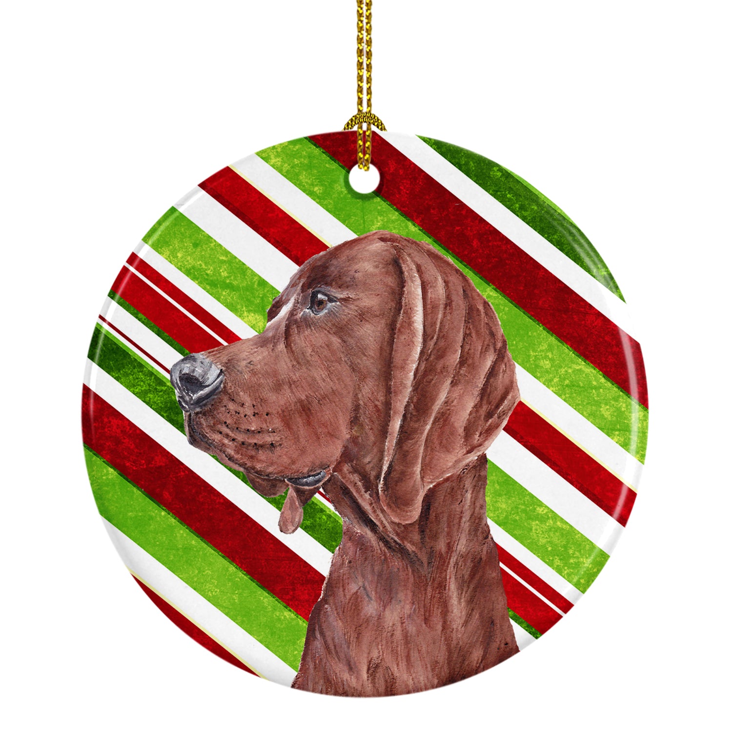 Redbone Coonhound Candy Cane Christmas Ceramic Ornament SC9803CO1 - the-store.com