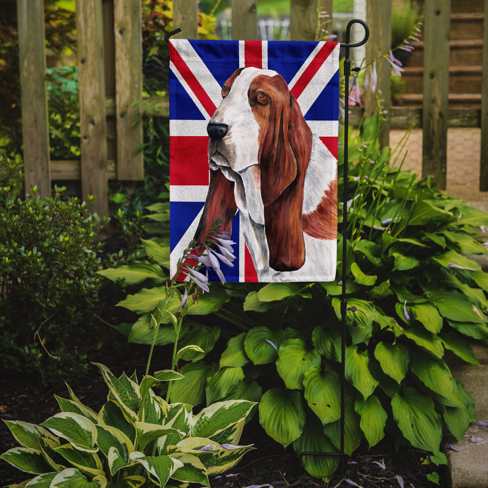 Basset Hound with English Union Jack British Flag Flag Garden Size SC9829GF