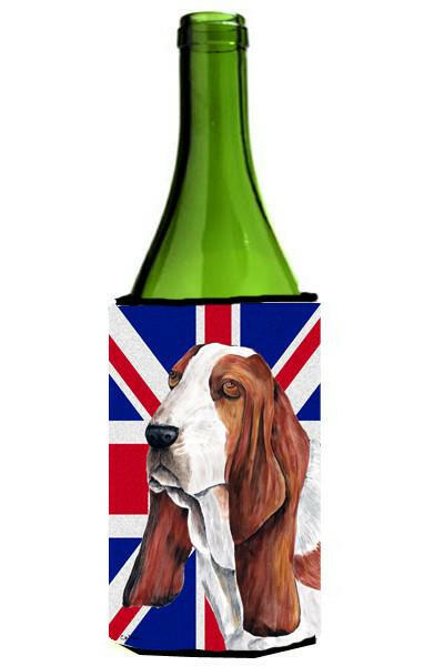 Basset Hound with English Union Jack British Flag Wine Bottle Beverage Insulator Hugger SC9829LITERK by Caroline's Treasures