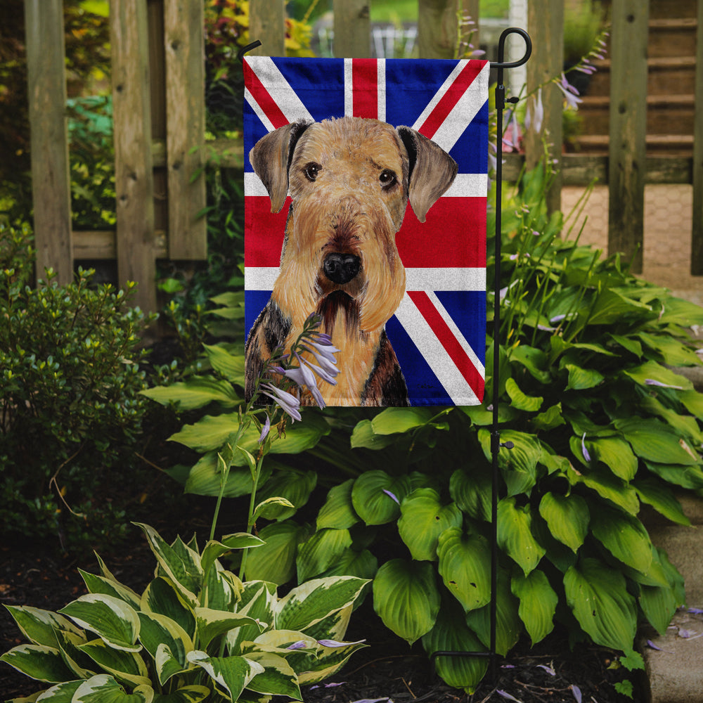 Airedale with English Union Jack British Flag Flag Garden Size