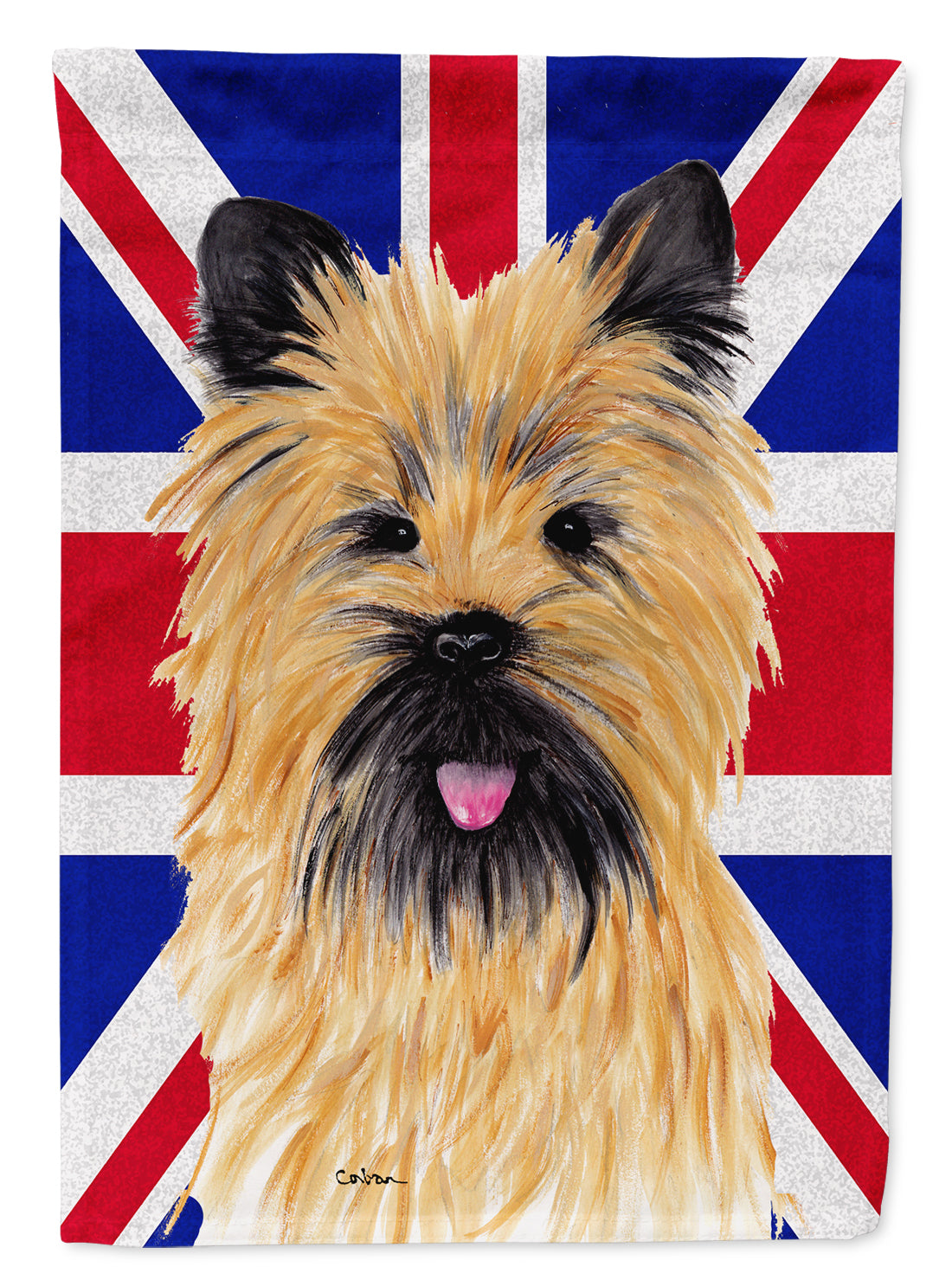 Cairn Terrier with English Union Jack British Flag Flag Canvas House Size SC9832CHF
