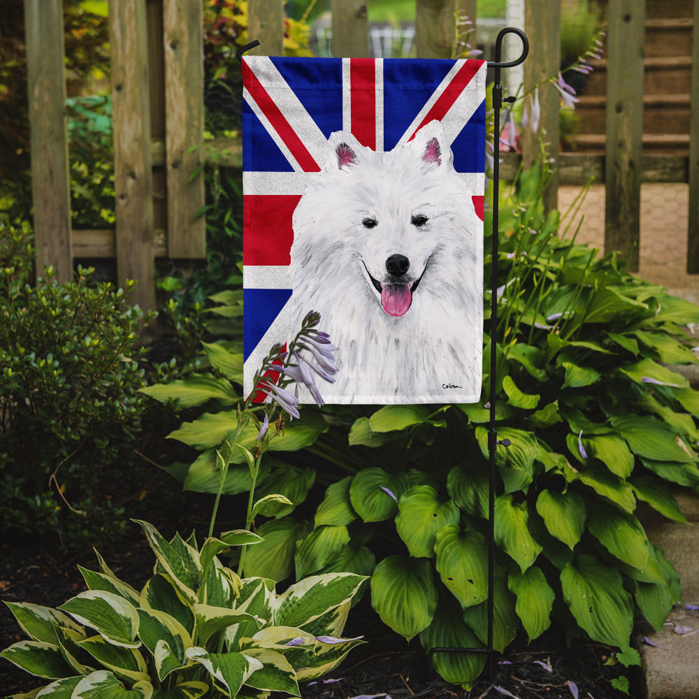 American Eskimo with English Union Jack British Flag Flag Garden Size