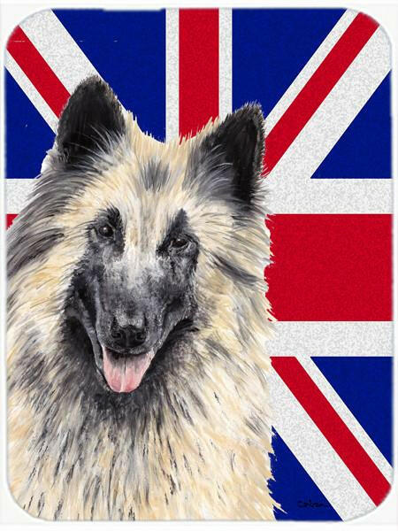 Belgian Tervuren with English Union Jack British Flag Glass Cutting Board Large Size SC9849LCB by Caroline's Treasures