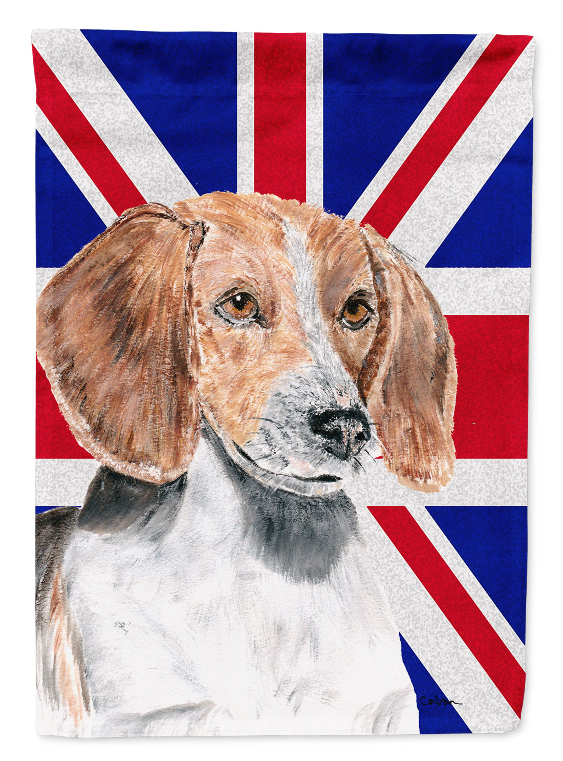 English Foxhound with English Union Jack British Flag Flag Canvas House Size SC9858CHF
