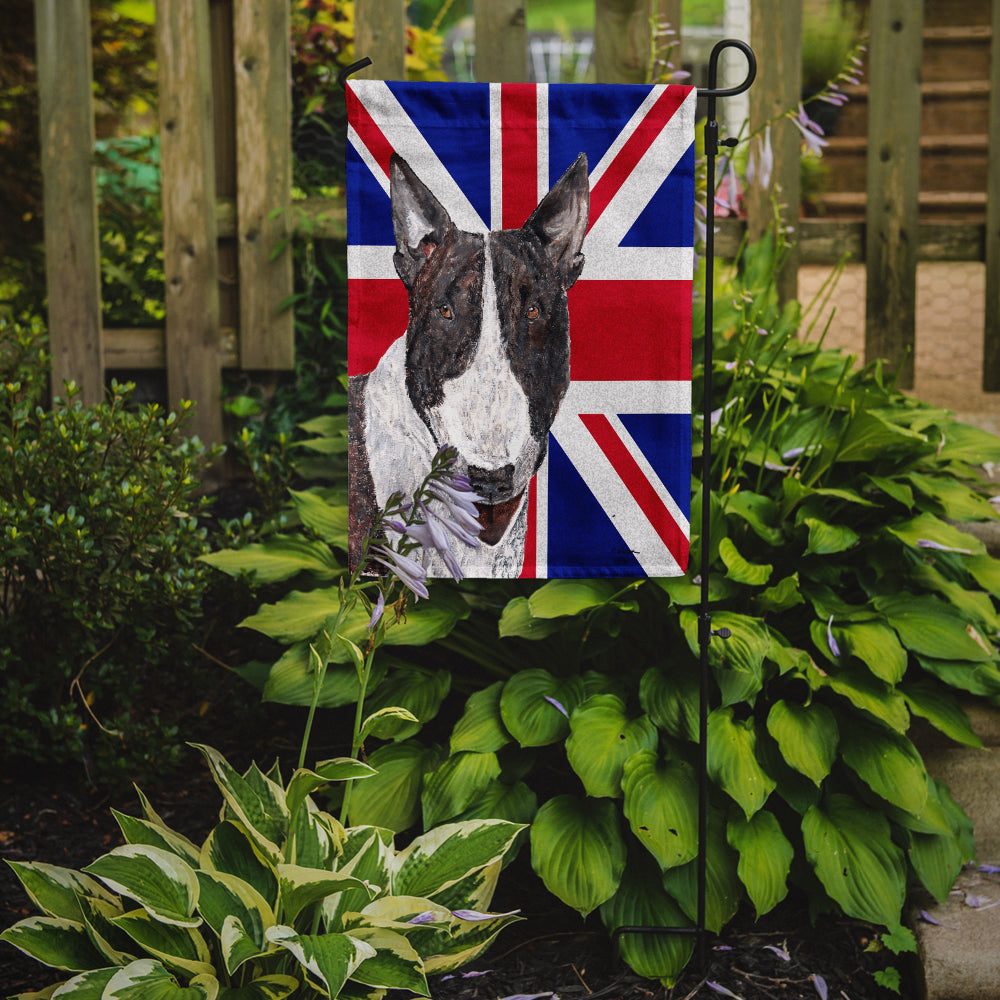 Bull Terrier with Engish Union Jack British Flag Flag Garden Size SC9861GF