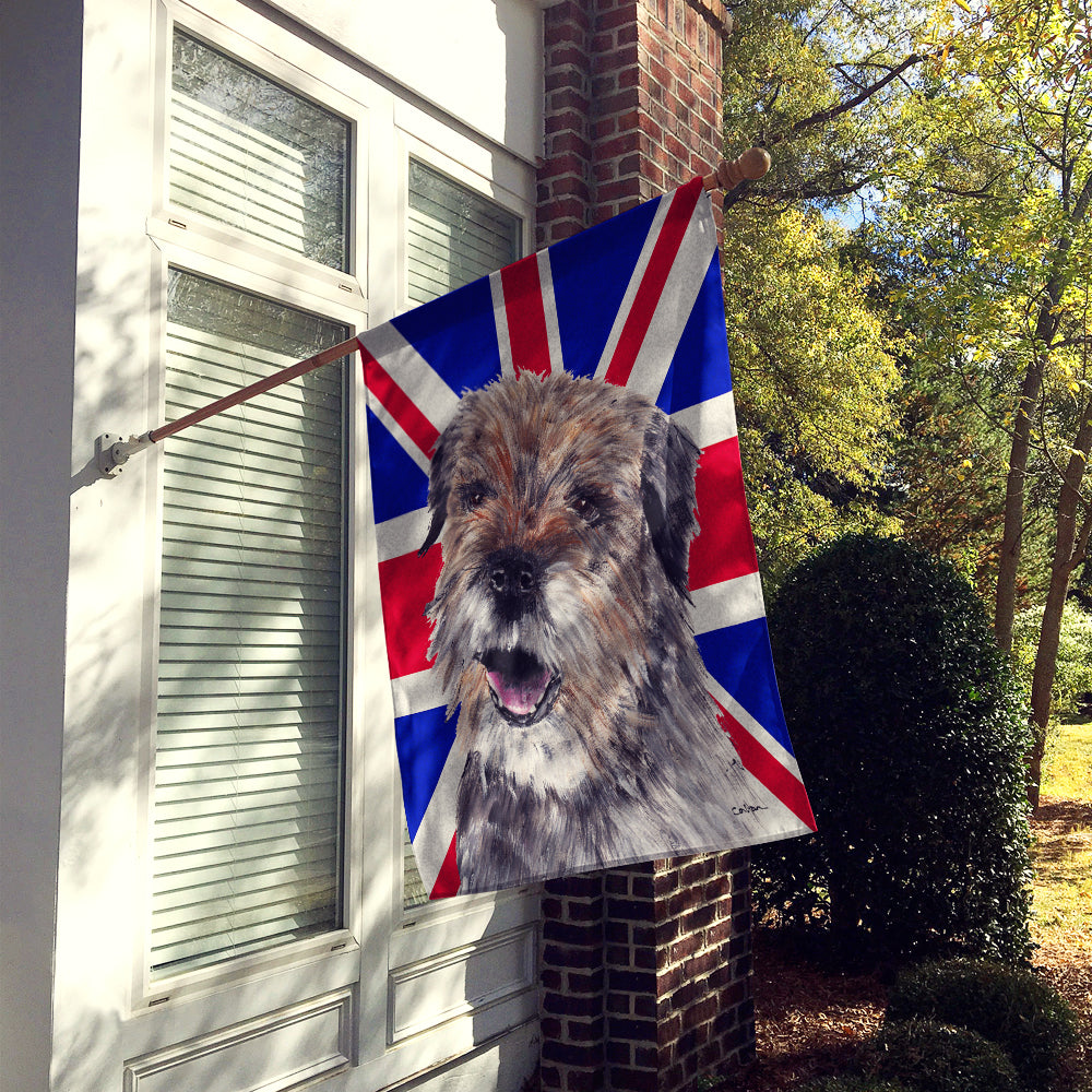 Border Terrier with Engish Union Jack British Flag Flag Canvas House Size SC9865CHF