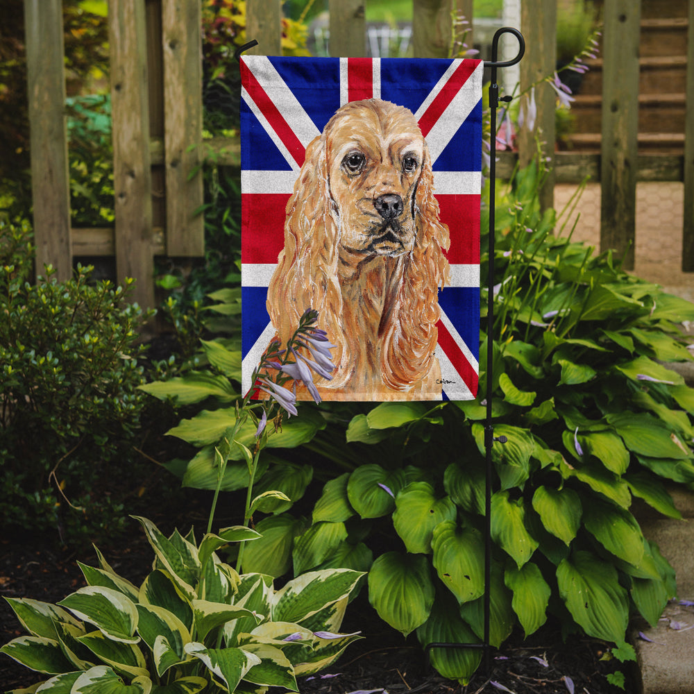 Buff Cocker Spaniel with Engish Union Jack British Flag Flag Garden Size SC9866GF