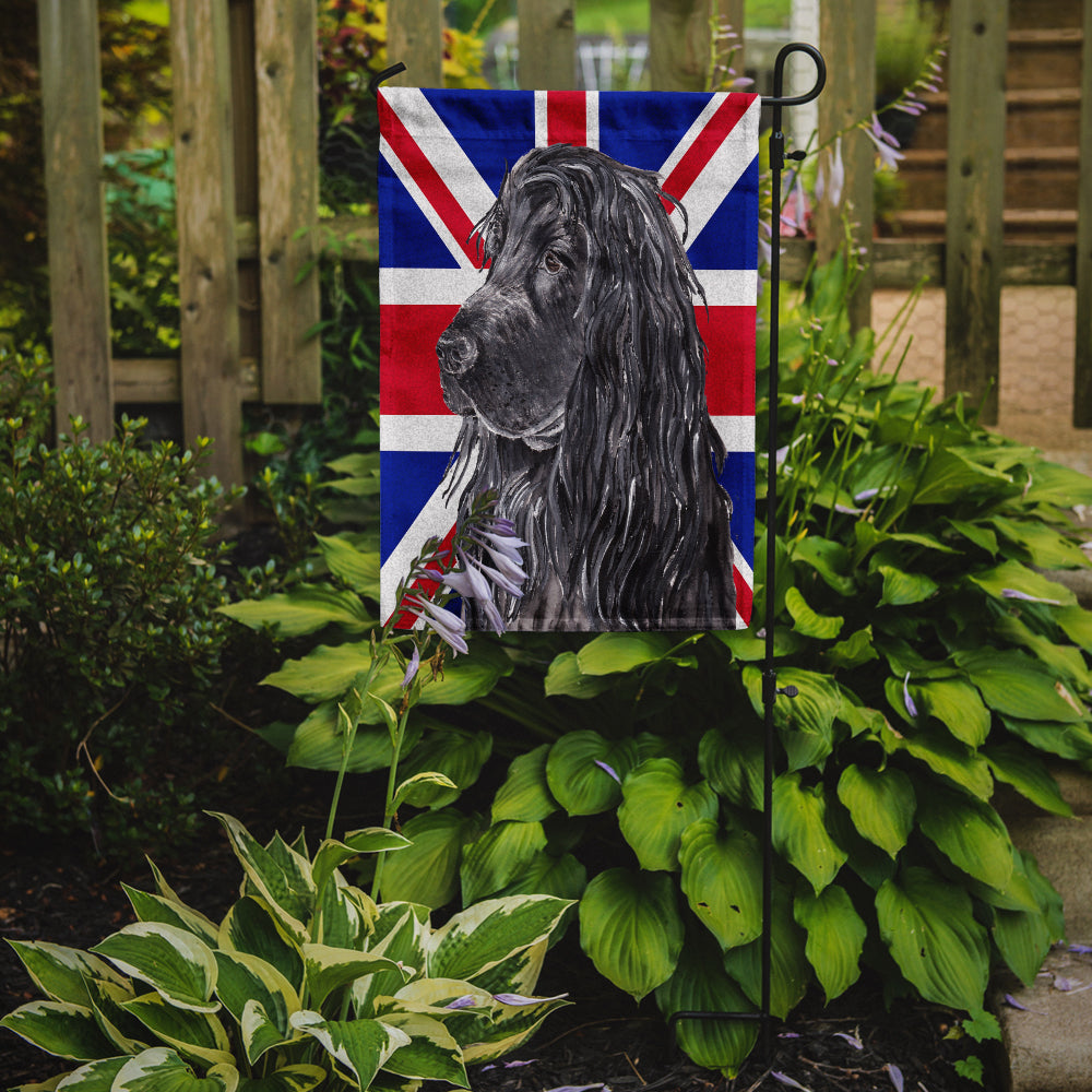 Black Cocker Spaniel with Engish Union Jack British Flag Flag Garden Size SC9867GF
