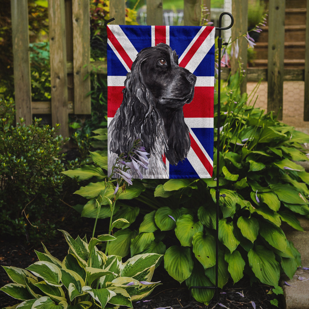 Black Cocker Spaniel with Engish Union Jack British Flag Flag Garden Size SC9868GF