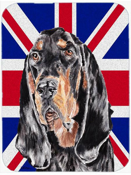 Black and Tan Coonhound with Engish Union Jack British Flag Glass Cutting Board Large Size SC9869LCB by Caroline's Treasures