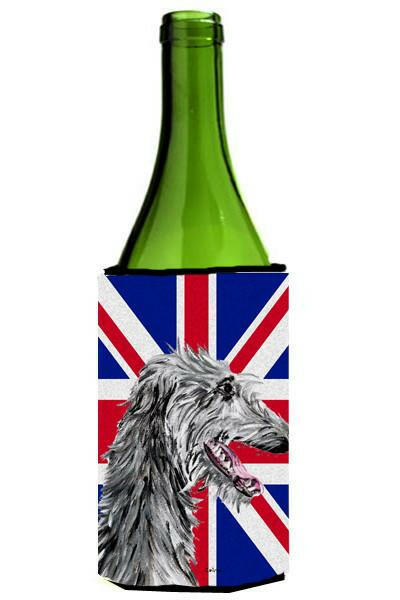 Scottish Deerhound with English Union Jack British Flag Wine Bottle Beverage Insulator Hugger SC9871LITERK by Caroline's Treasures