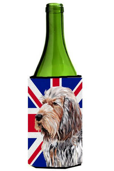 Otterhound with English Union Jack British Flag Wine Bottle Beverage Insulator Hugger SC9879LITERK by Caroline's Treasures