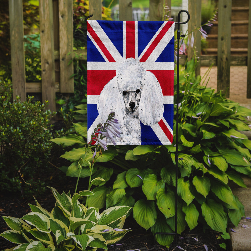 White Toy Poodle with English Union Jack British Flag Flag Garden Size SC9886GF