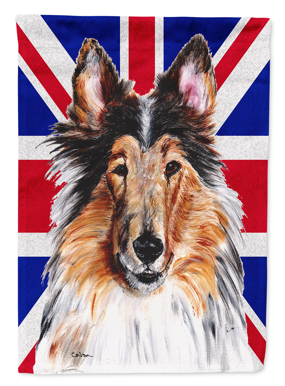 Collie with English Union Jack British Flag Flag Canvas House Size SC9893CHF