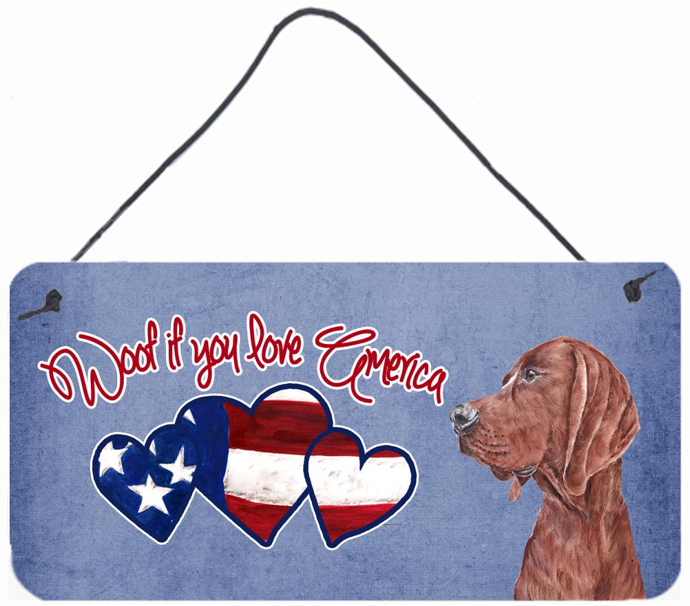 Woof if you love America Redbone Coonhound Wall or Door Hanging Prints by Caroline's Treasures