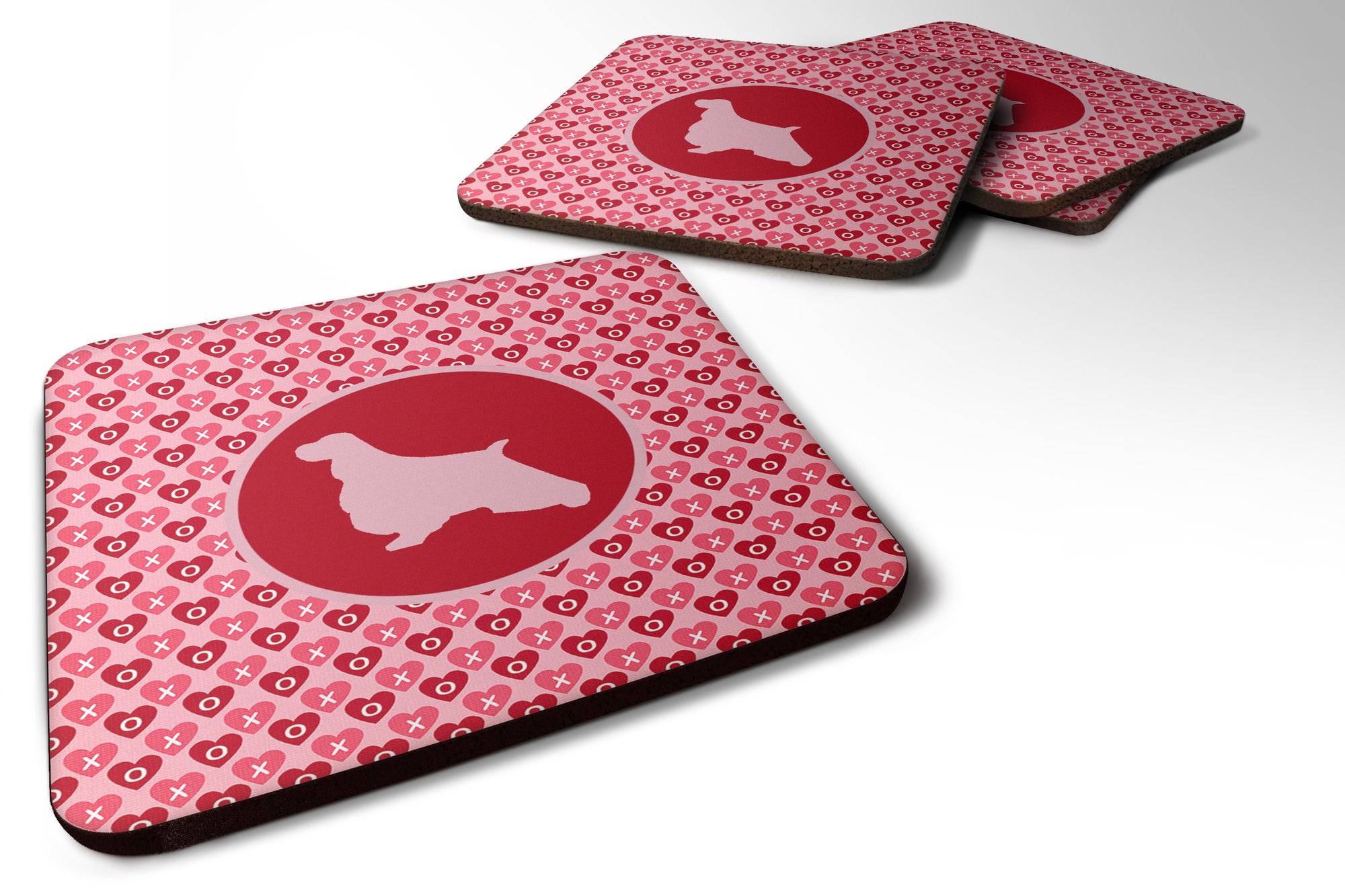 Set of 4 English Springer Spaniel Valentine Hearts Foam Coasters - the-store.com
