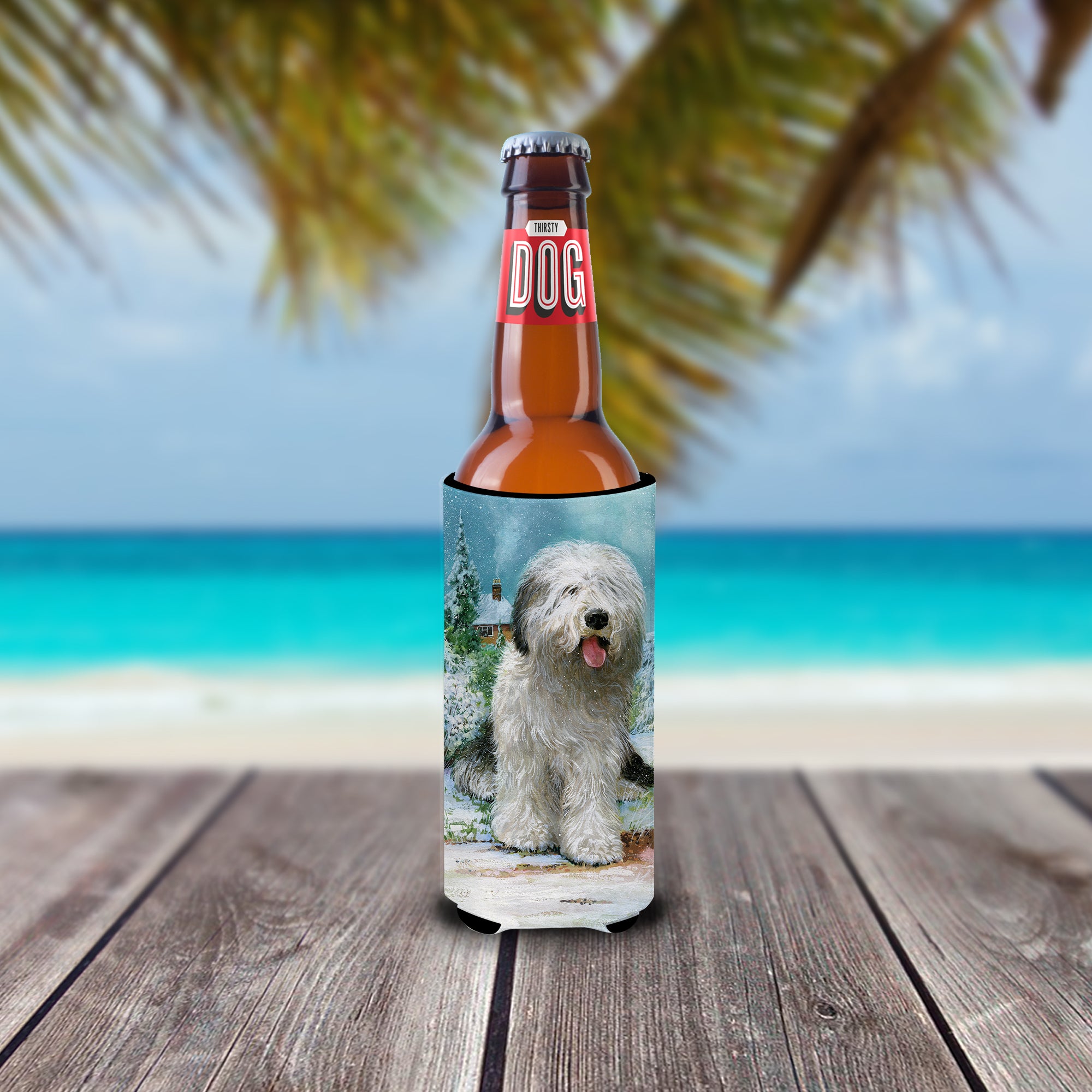 Old English Sheepdog by Don Squires Ultra Beverage Insulators for slim cans SDSQ0304MUK  the-store.com.