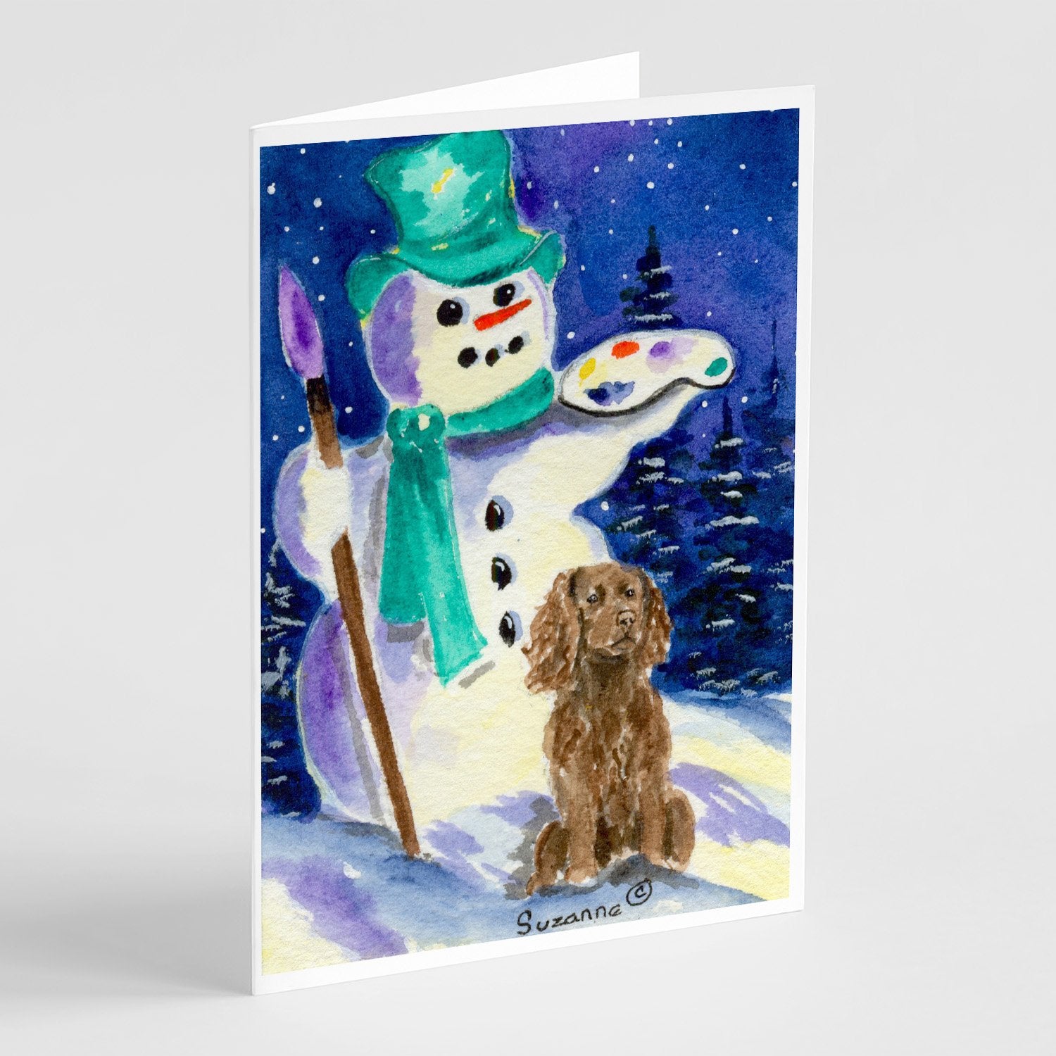 Buy this Artist Snowman with Boykin Spaniel Greeting Cards and Envelopes Pack of 8