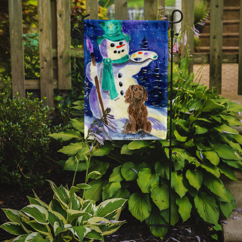 Artist Snowman with Boykin Spaniel Flag Garden Size.