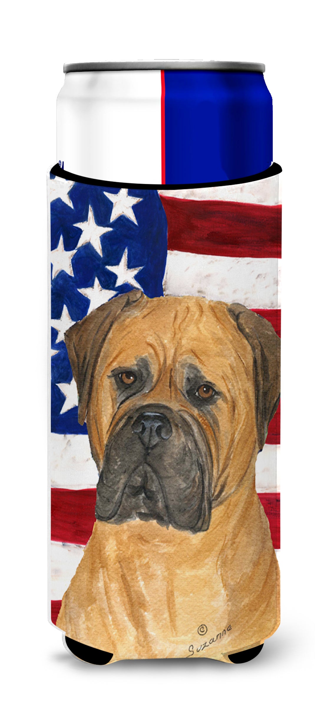 USA American Flag with Bullmastiff Ultra Beverage Insulators for slim cans SS4001MUK.