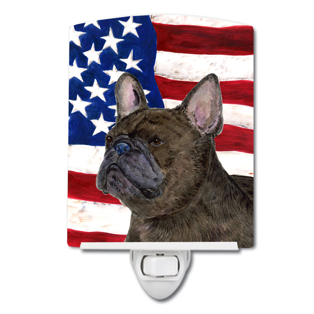USA American Flag with French Bulldog Ceramic Night Light SS4003CNL - the-store.com