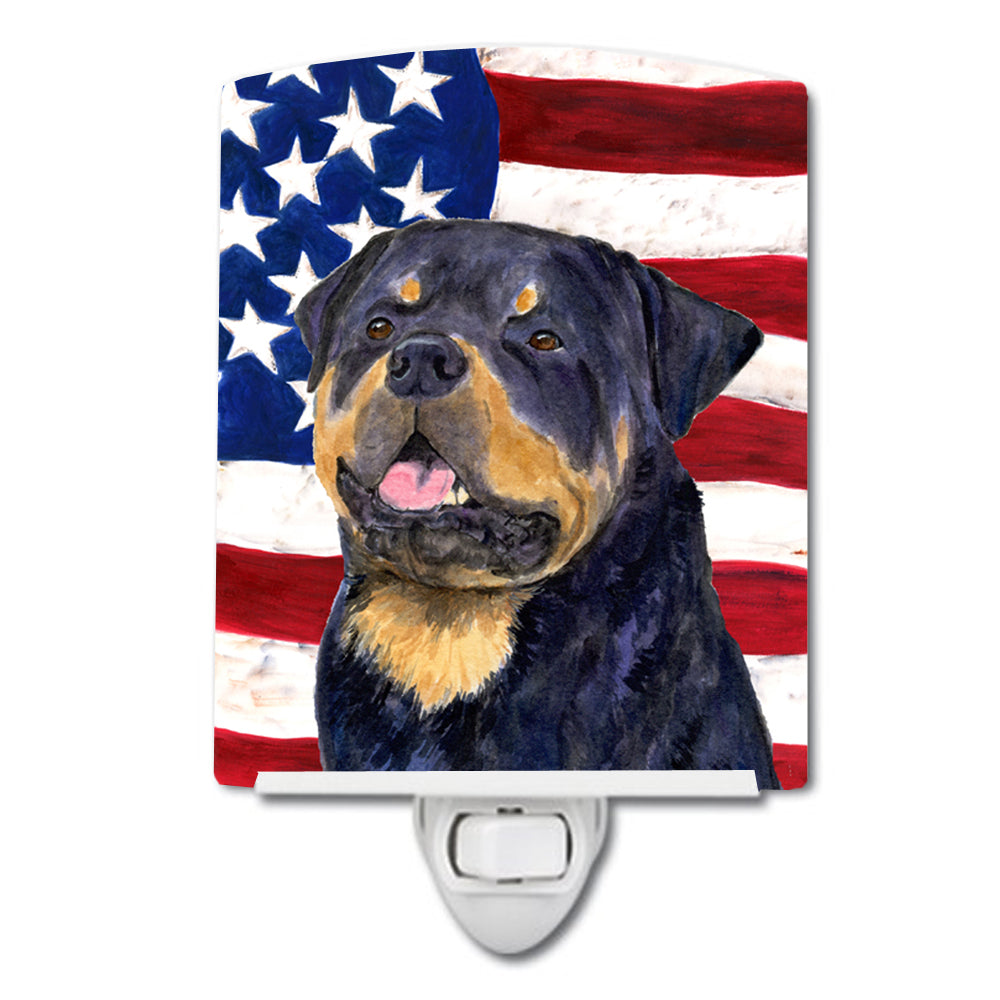 USA American Flag with Rottweiler Ceramic Night Light SS4009CNL - the-store.com
