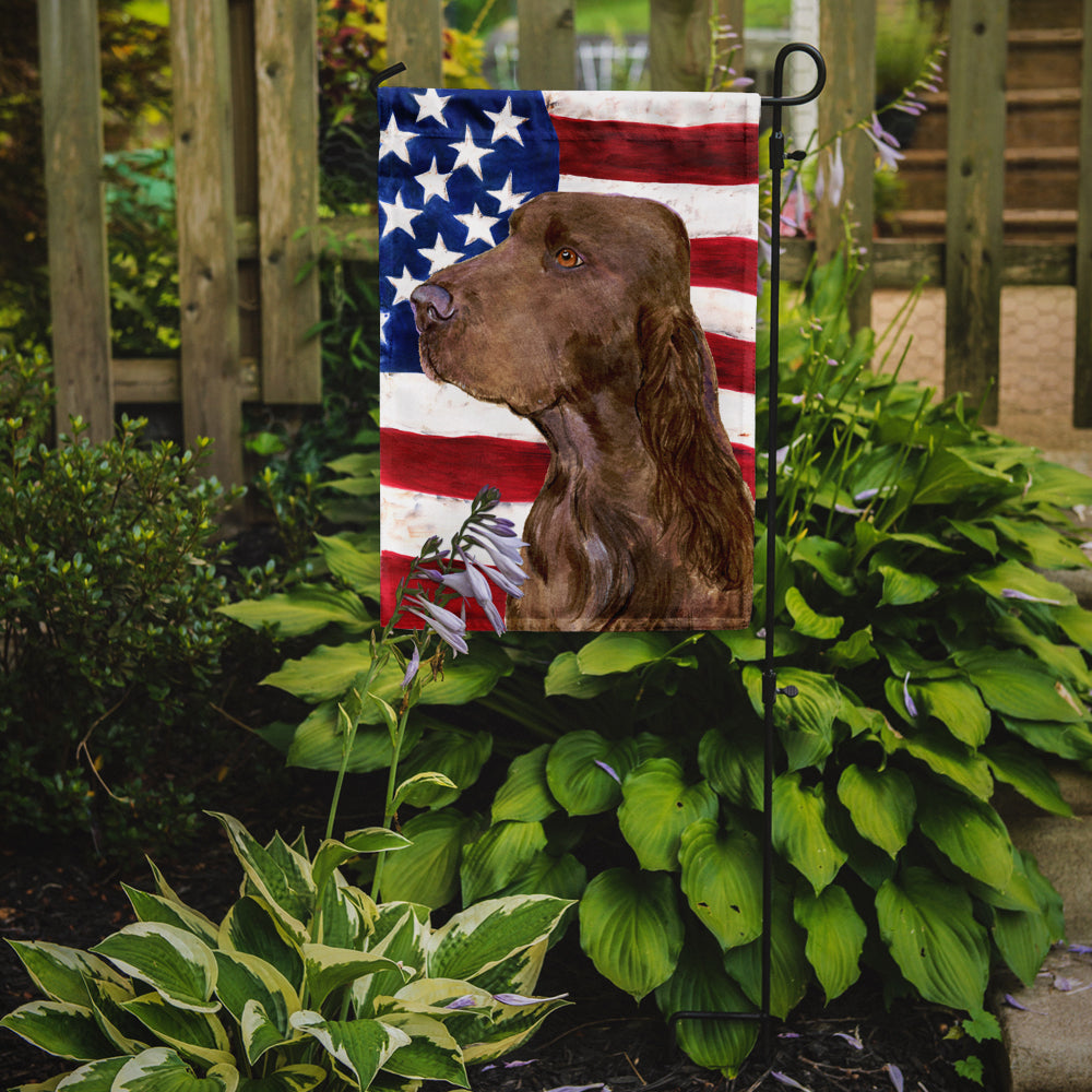 USA American Flag with Field Spaniel Flag Garden Size.