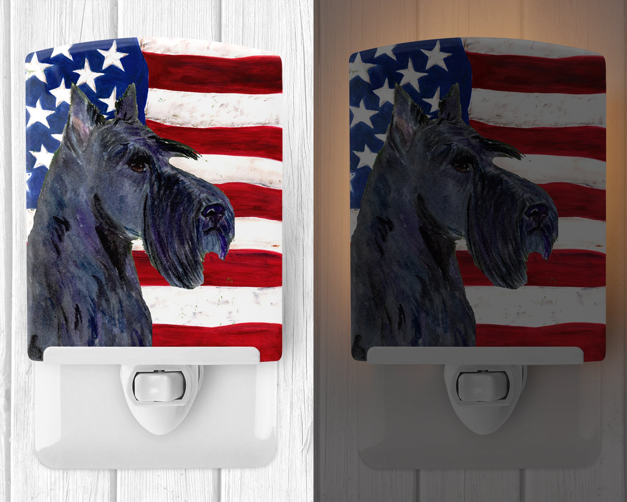 USA American Flag with Scottish Terrier Ceramic Night Light SS4014CNL - the-store.com