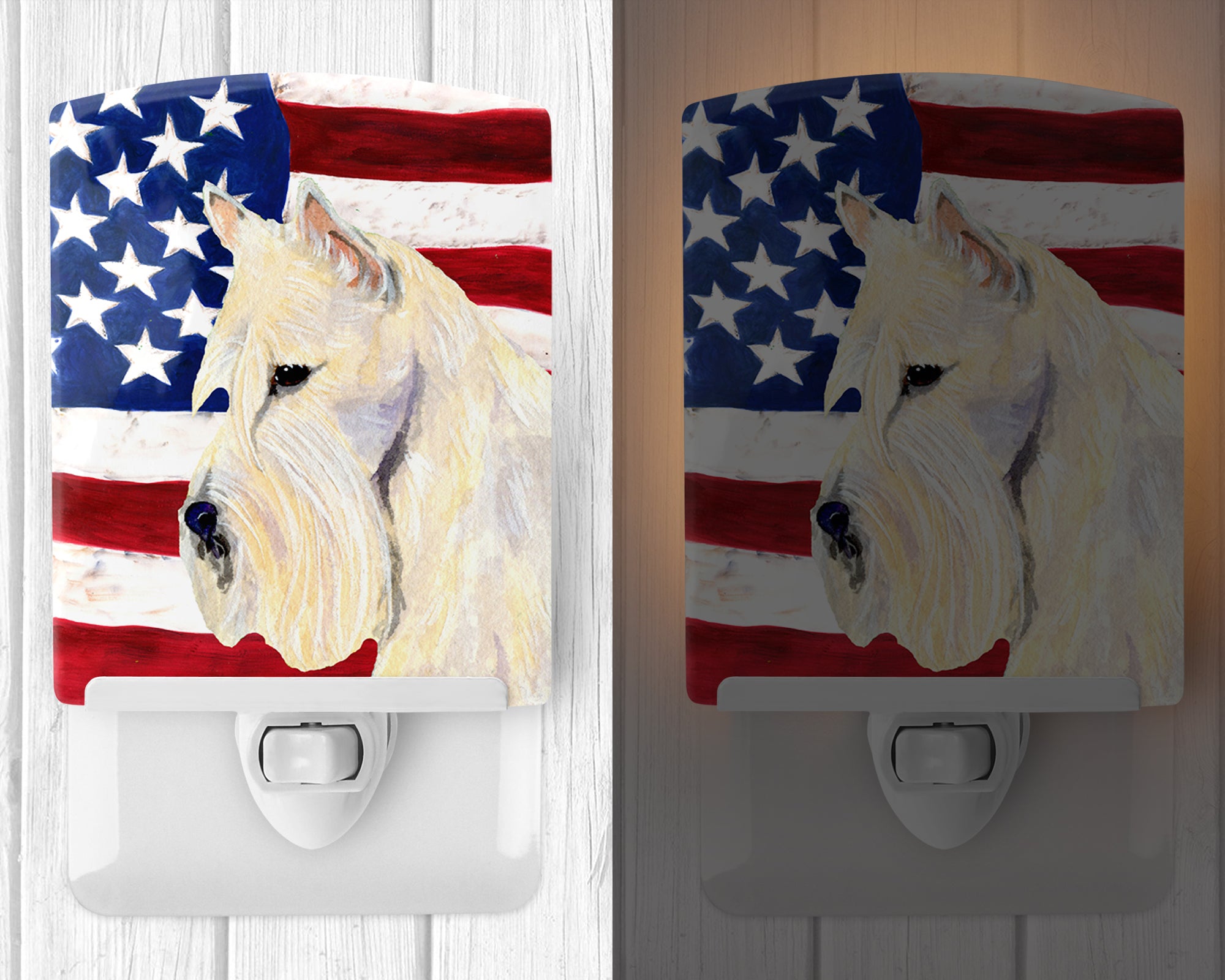 USA American Flag with Scottish Terrier Ceramic Night Light SS4015CNL - the-store.com