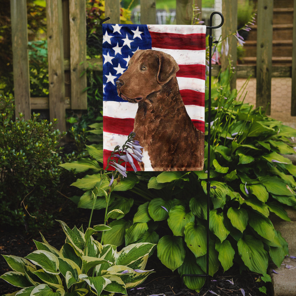 USA American Flag with Curly Coated Retriever Flag Garden Size.