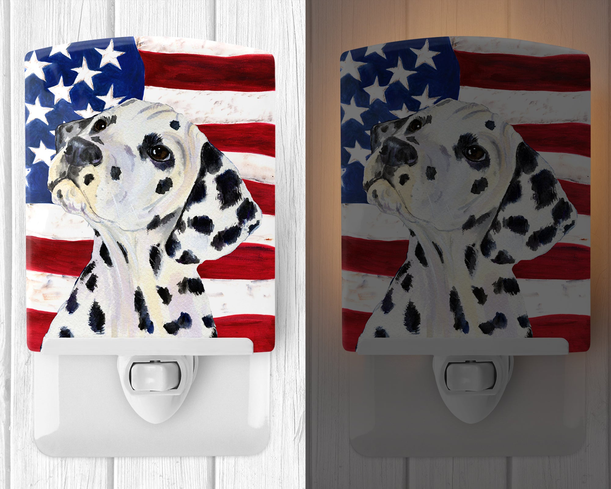 USA American Flag with Dalmatian Ceramic Night Light SS4018CNL - the-store.com