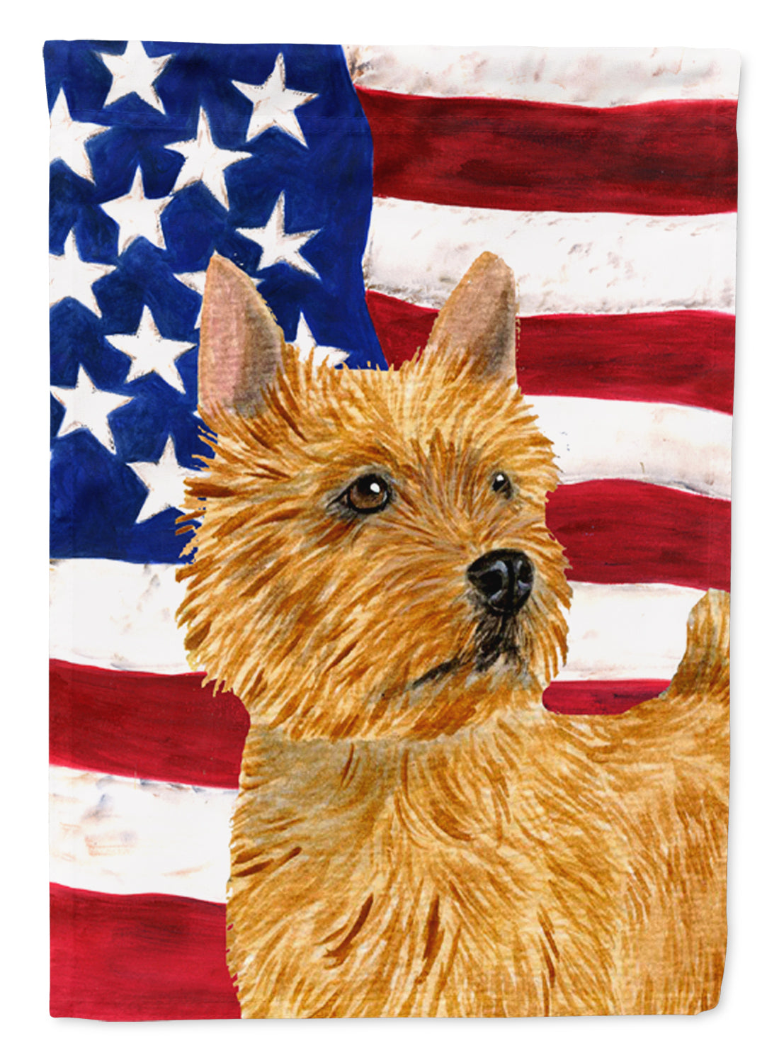 USA American Flag with Norwich Terrier Flag Garden Size.