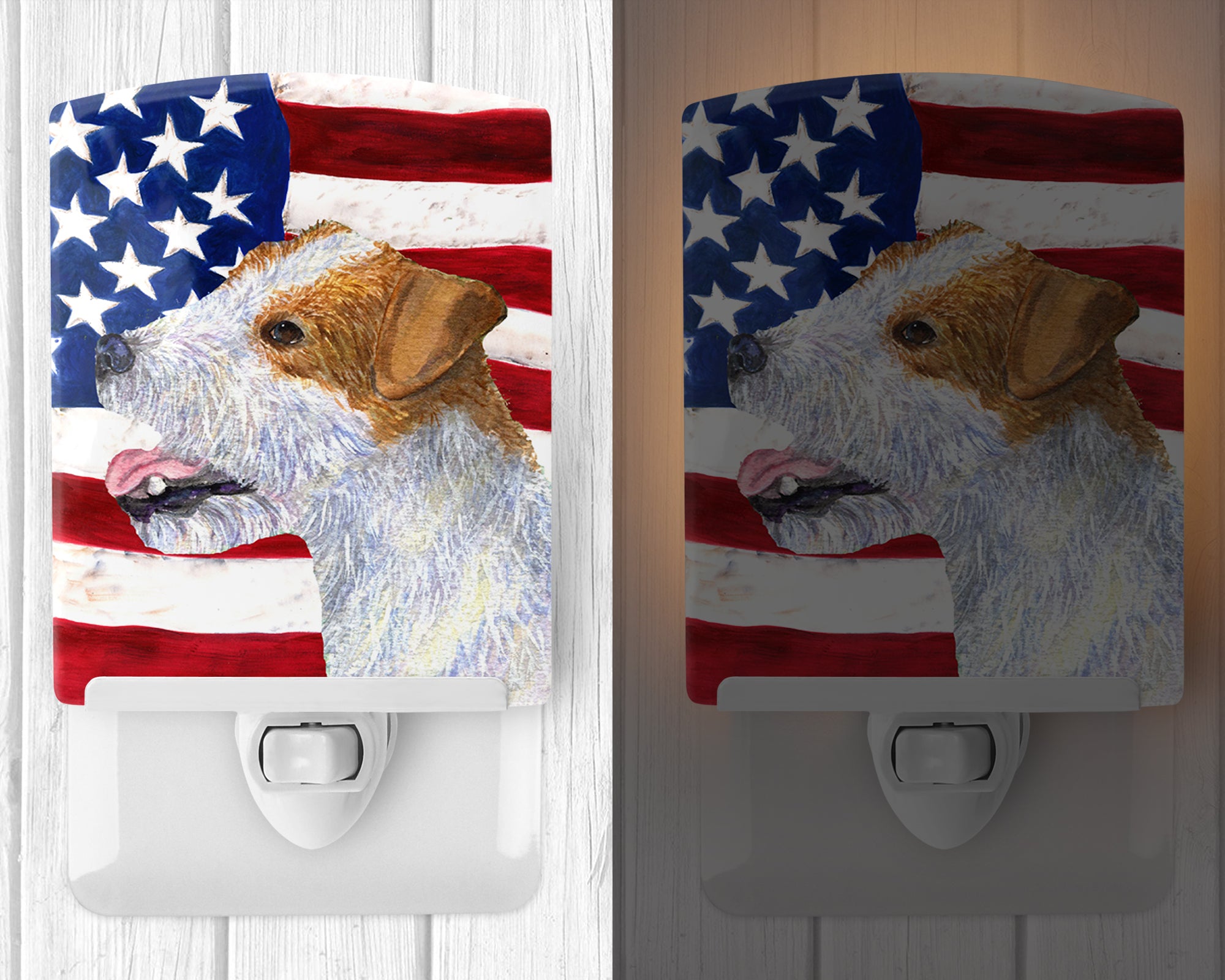 USA American Flag with Jack Russell Terrier Ceramic Night Light SS4031CNL - the-store.com