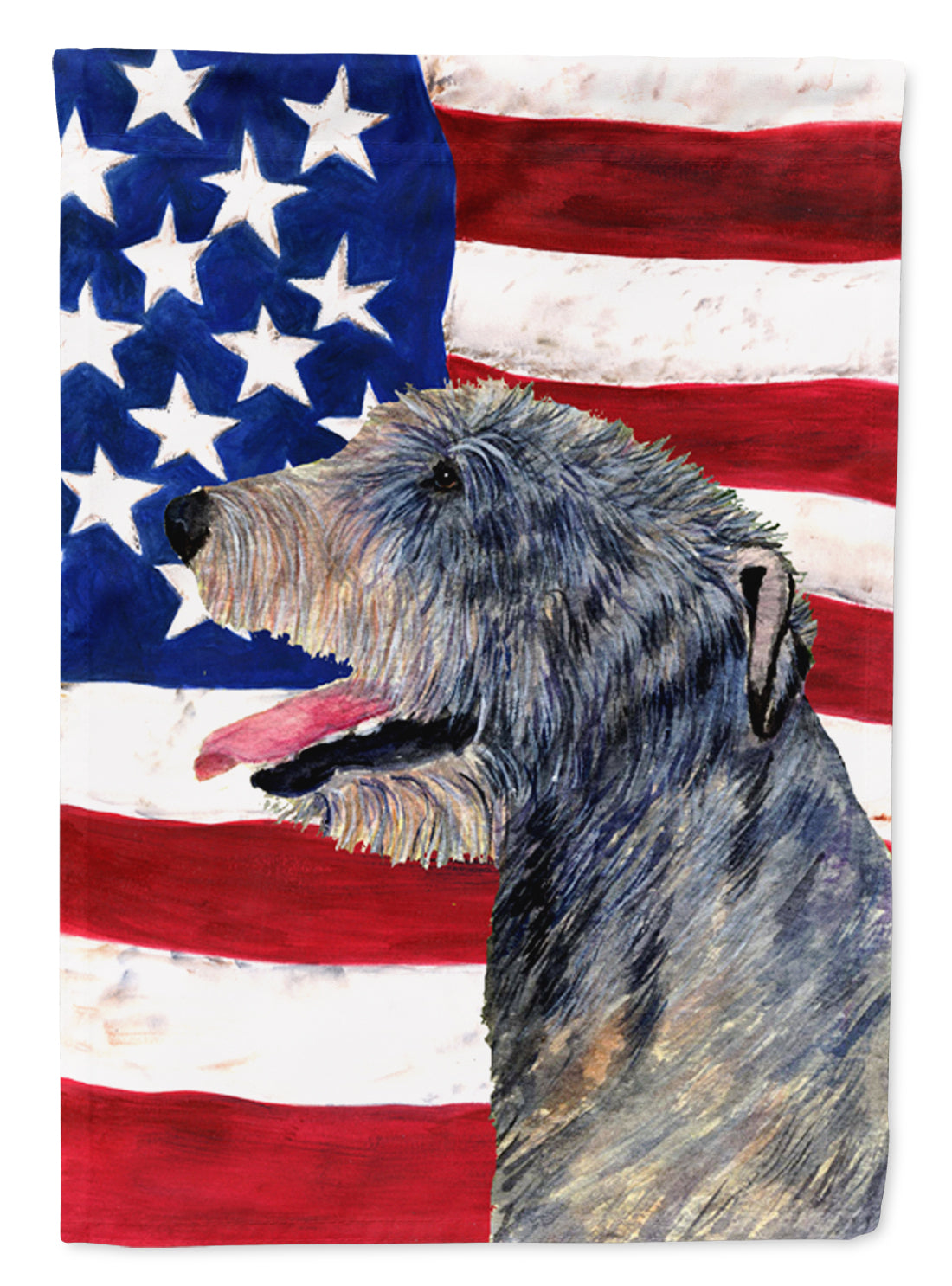 USA American Flag with Irish Wolfhound Flag Garden Size.