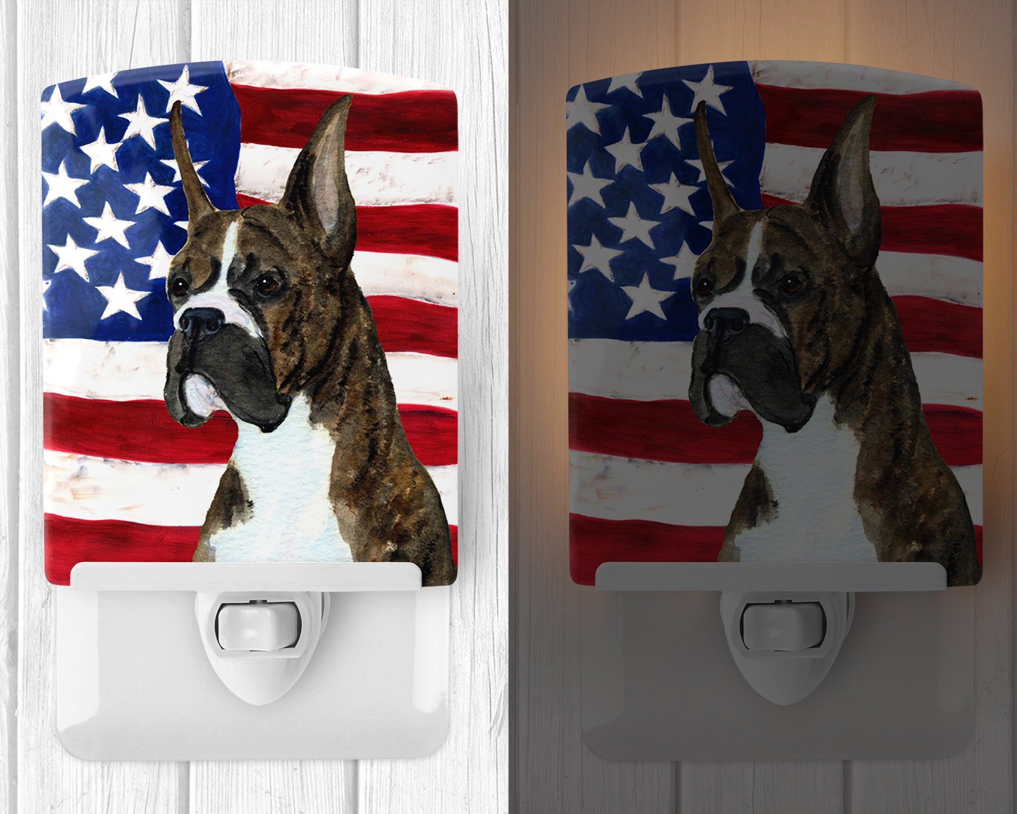 USA American Flag with Boxer Ceramic Night Light SS4035CNL - the-store.com