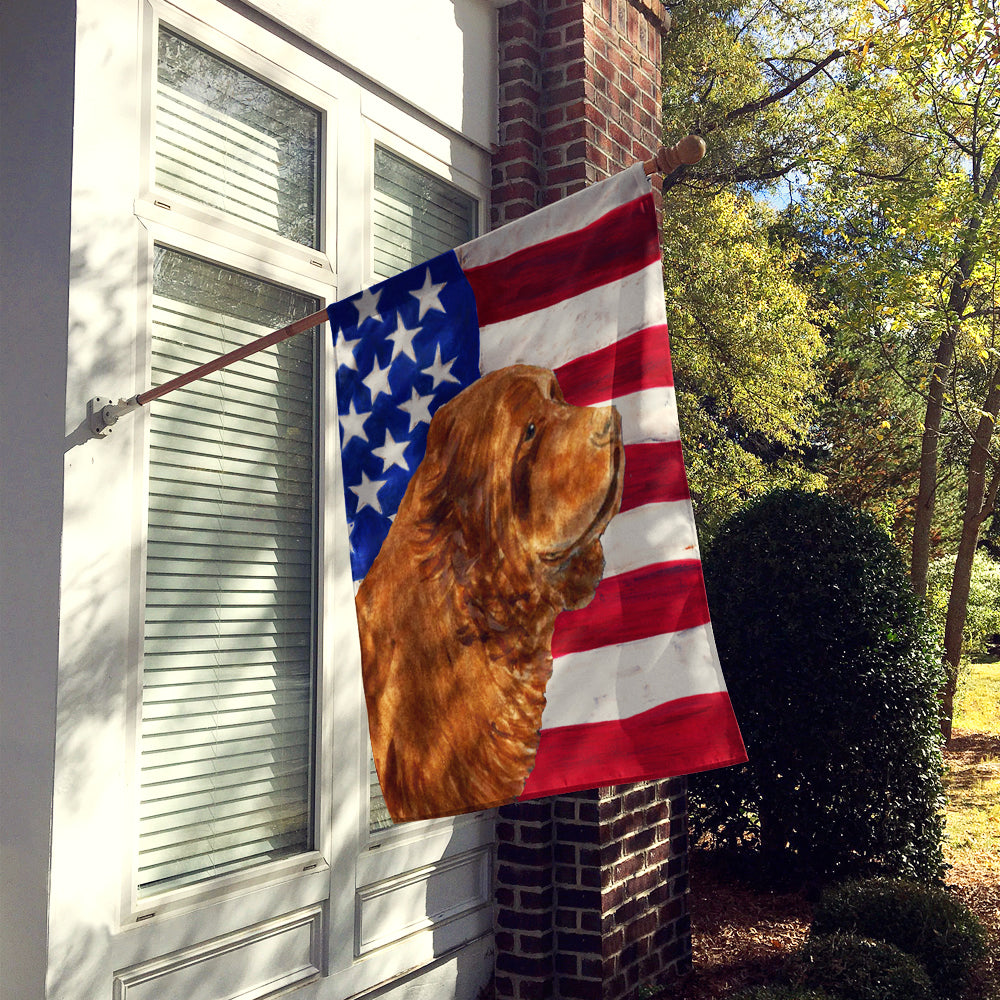 USA American Flag with Sussex Spaniel Flag Canvas House Size
