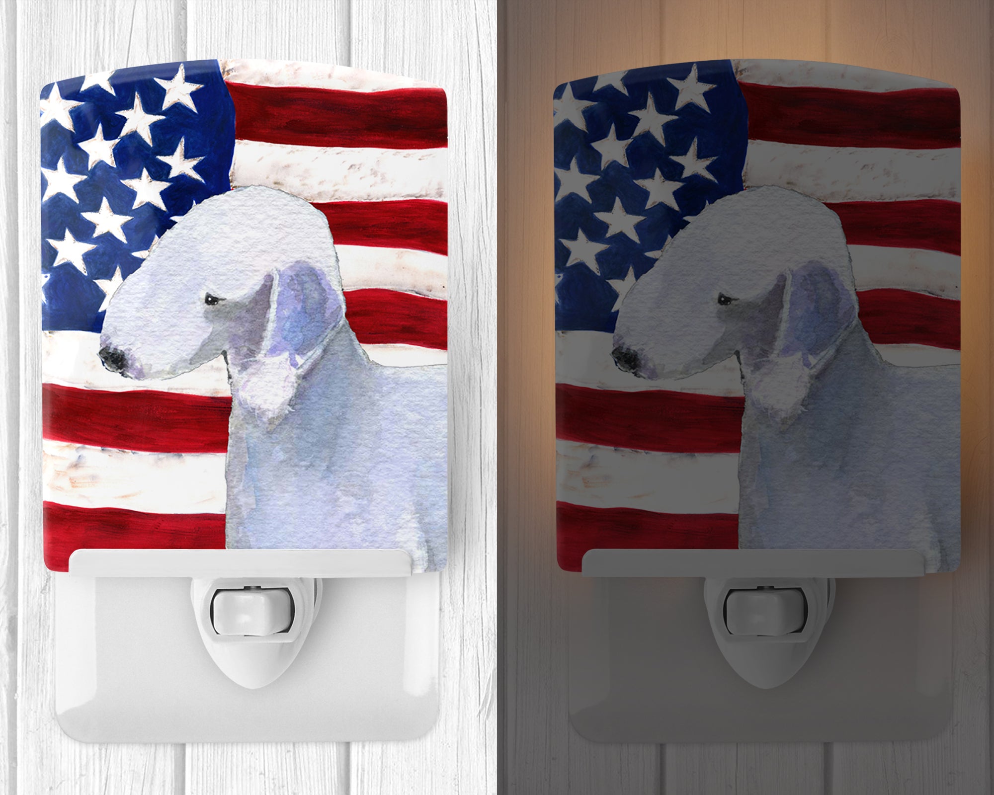 USA American Flag with Bedlington Terrier Ceramic Night Light SS4045CNL - the-store.com