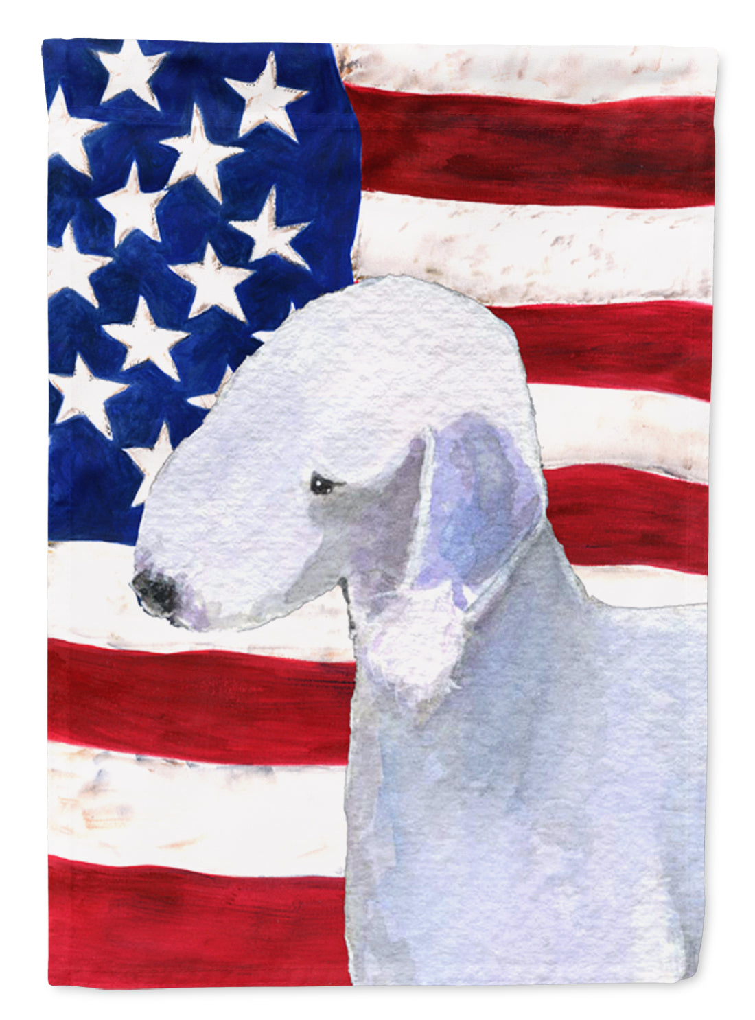 USA American Flag with Bedlington Terrier Flag Garden Size.