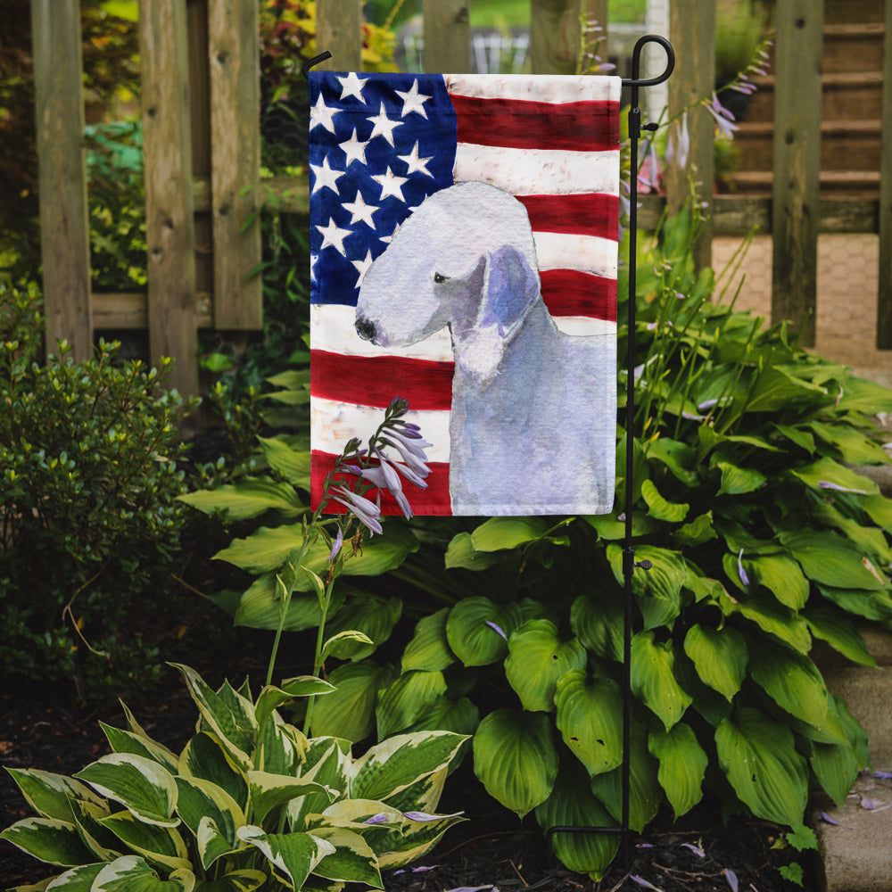 USA American Flag with Bedlington Terrier Flag Garden Size.