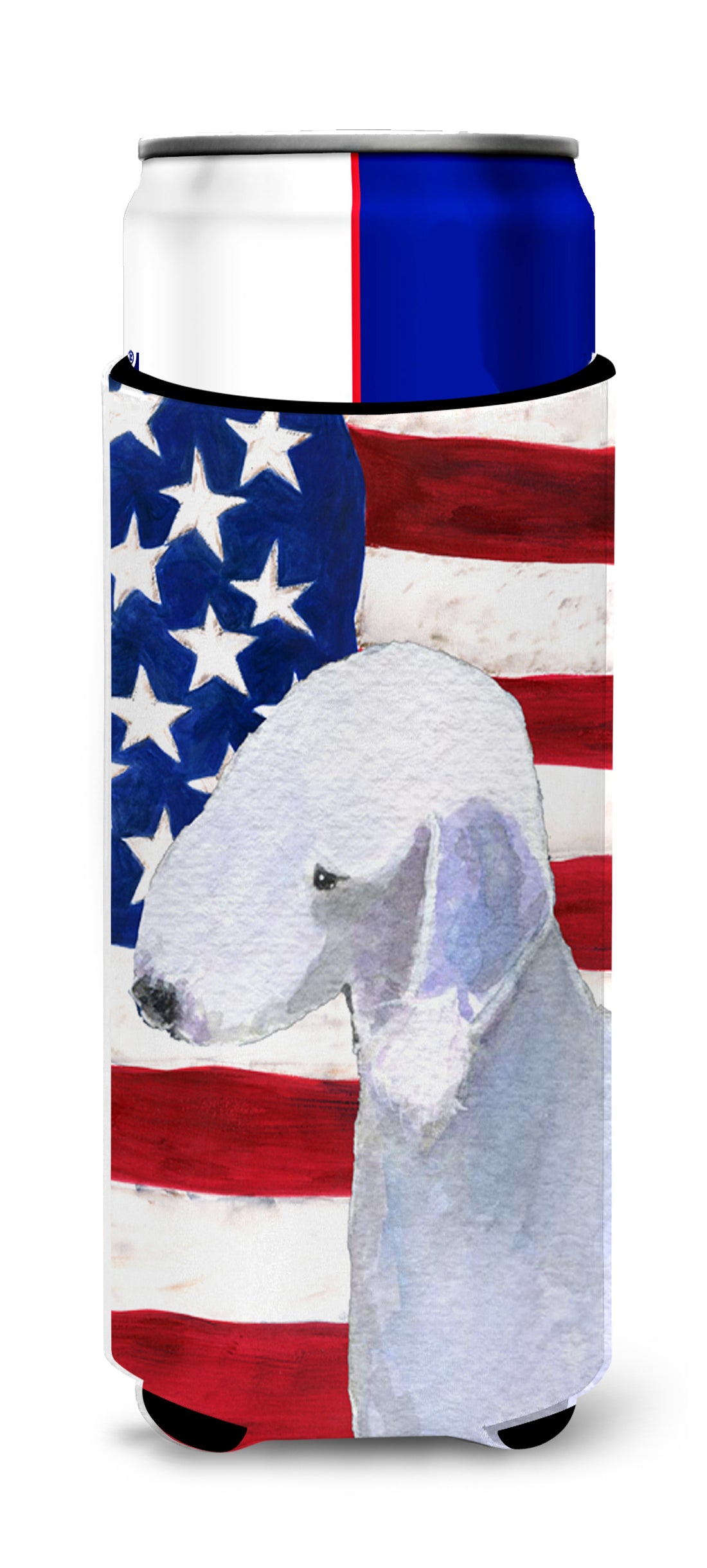 USA American Flag with Bedlington Terrier Ultra Beverage Insulators for slim cans SS4045MUK
