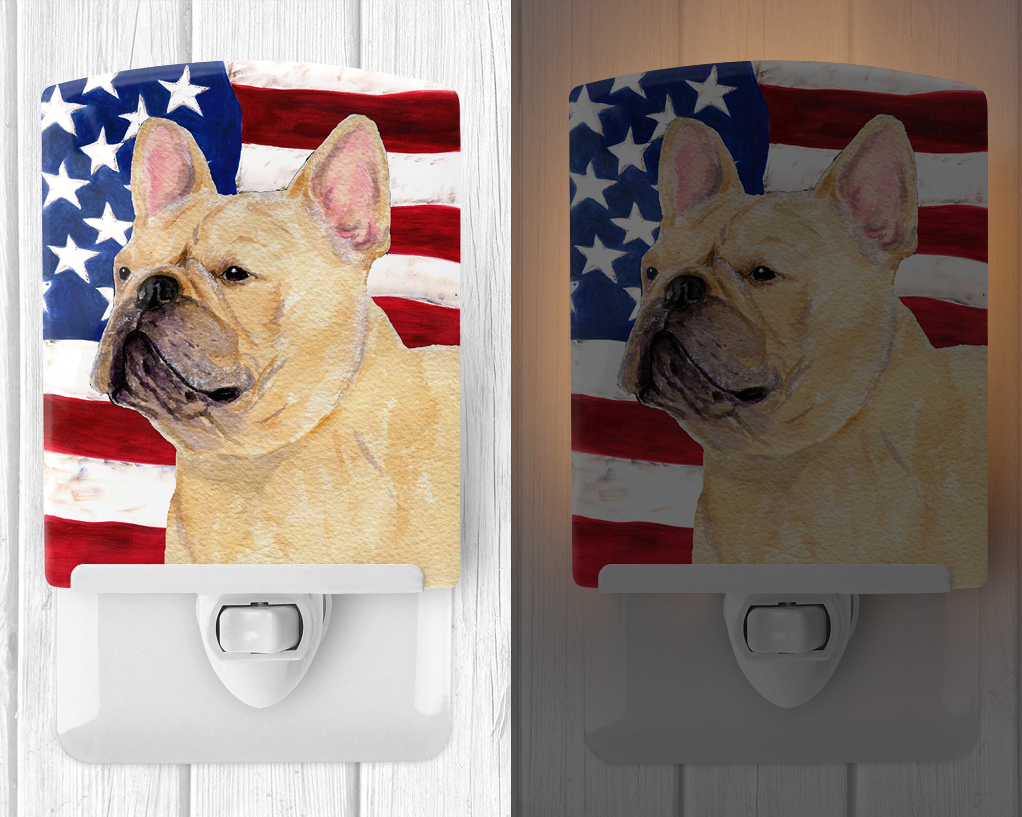 USA American Flag with French Bulldog Ceramic Night Light SS4047CNL - the-store.com
